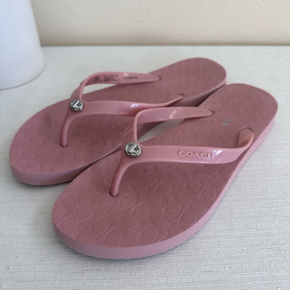 Coach Abbigail Dusty Punk Rubber Thing Flip Flop Sandals Women’s 9B